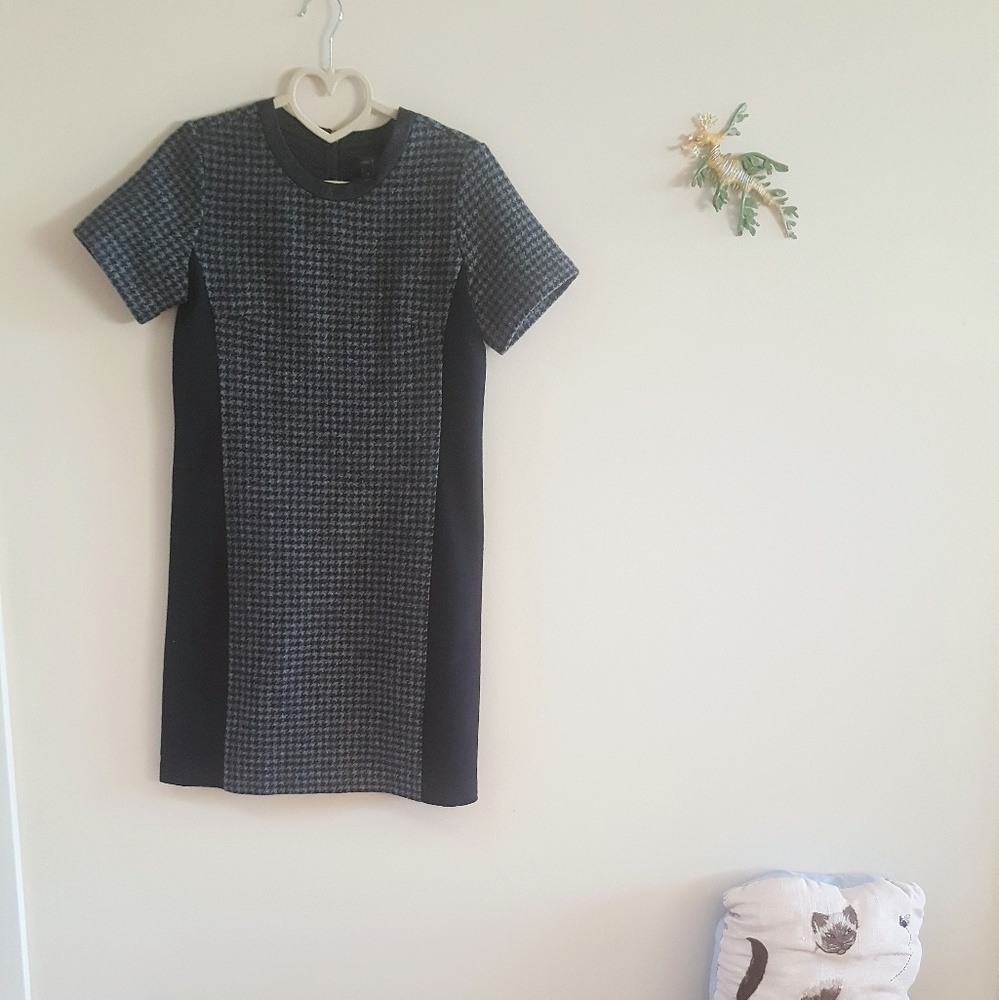 J Crew wool, leather mini dress